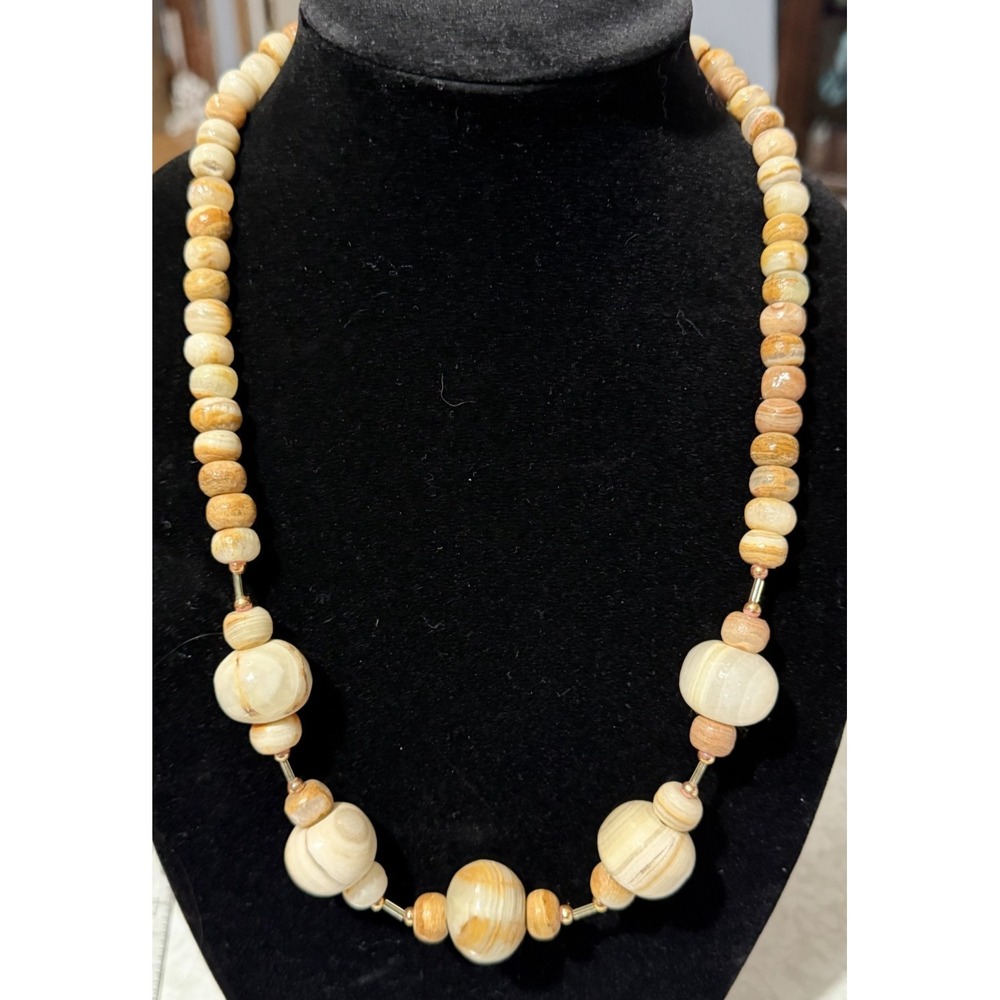 Round Stone Bohemian Style 22" Beaded Necklace No Clasp